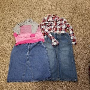 💜👒Jean Skirt Bundle ( size 14)💜👒